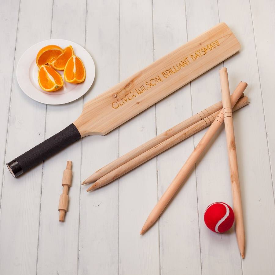 childrens personalised wooden cricket set by british and bespoke