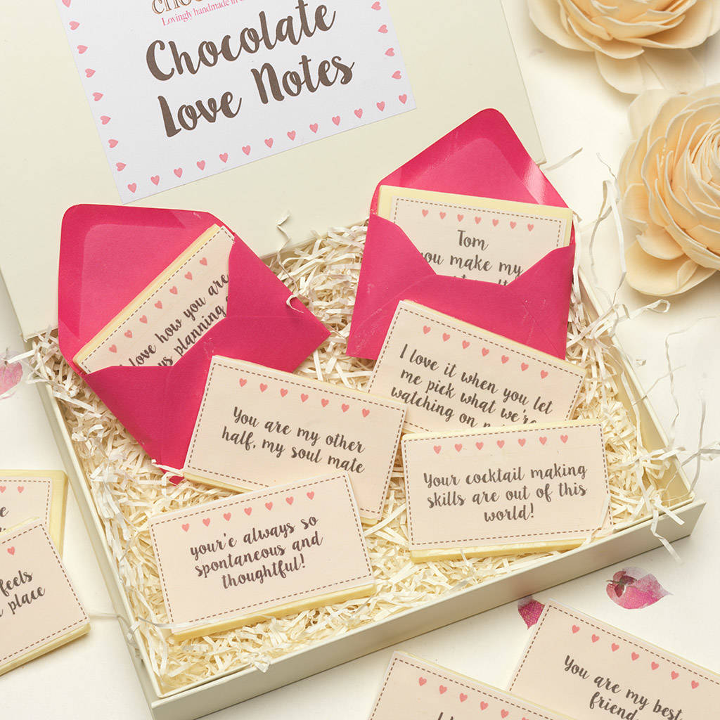 personalised printed chocolate love notes by choc on choc