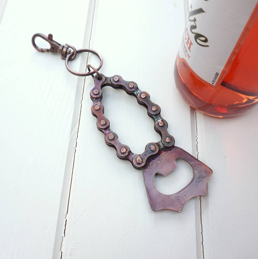 bike chain key ring and bottle opener by siop gardd