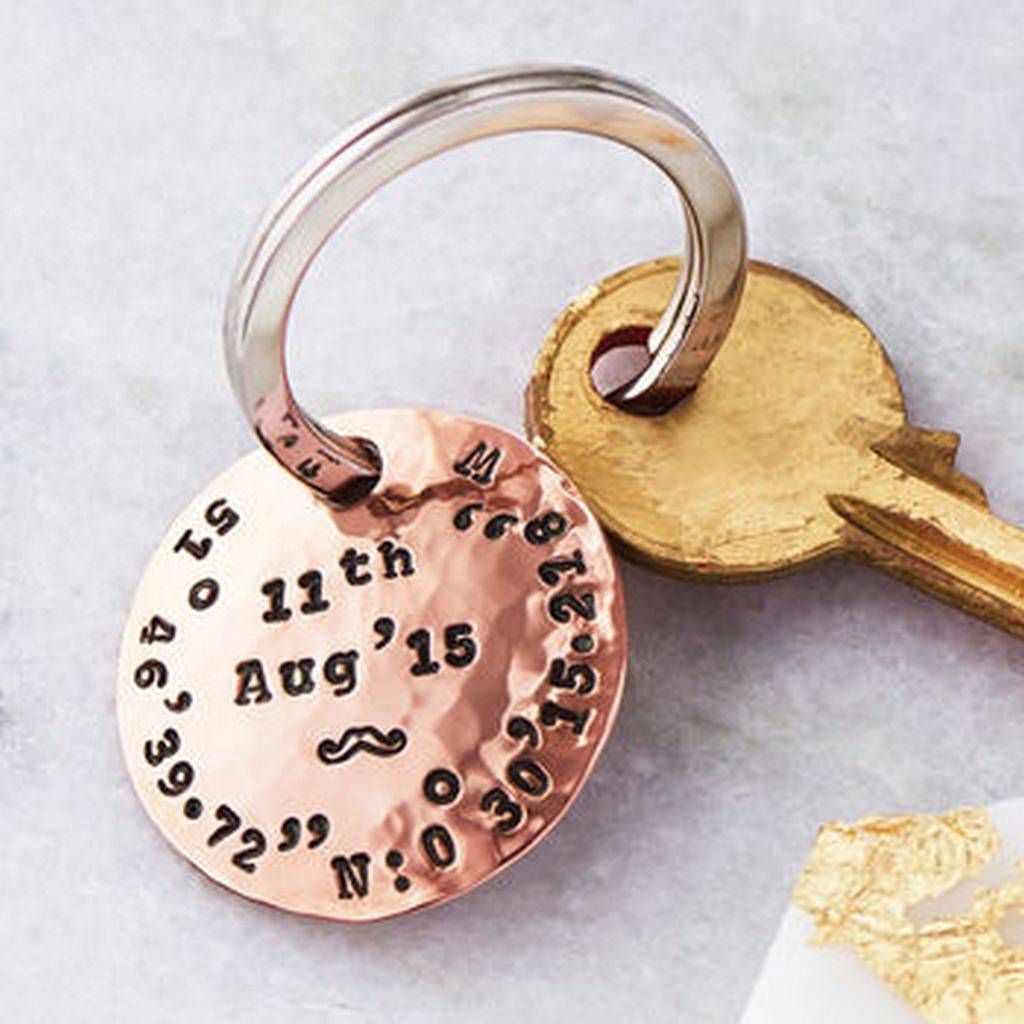 personalised copper coordinate key ring by the english shipmate