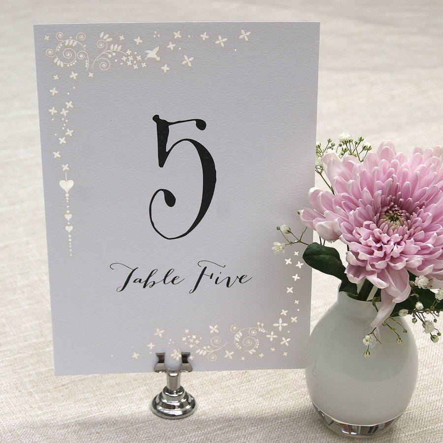 table numbers pack of 10 laser cut by the hummingbird card company