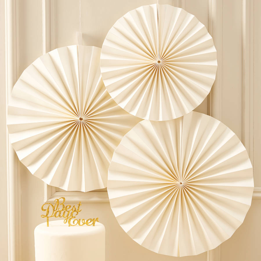 ivory fan hanging decorations by ginger ray