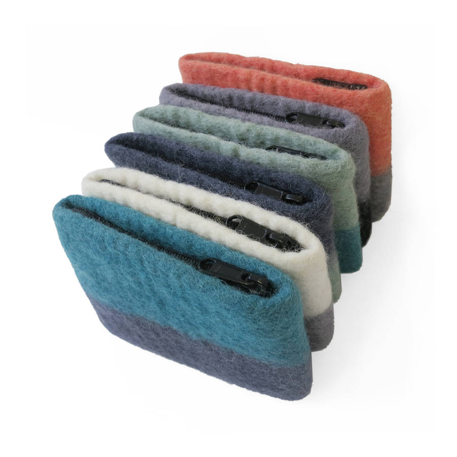 handmade felt lila zip purse by aura que