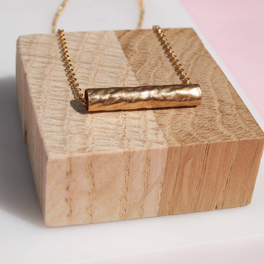 gold barrel necklace by louise buchan