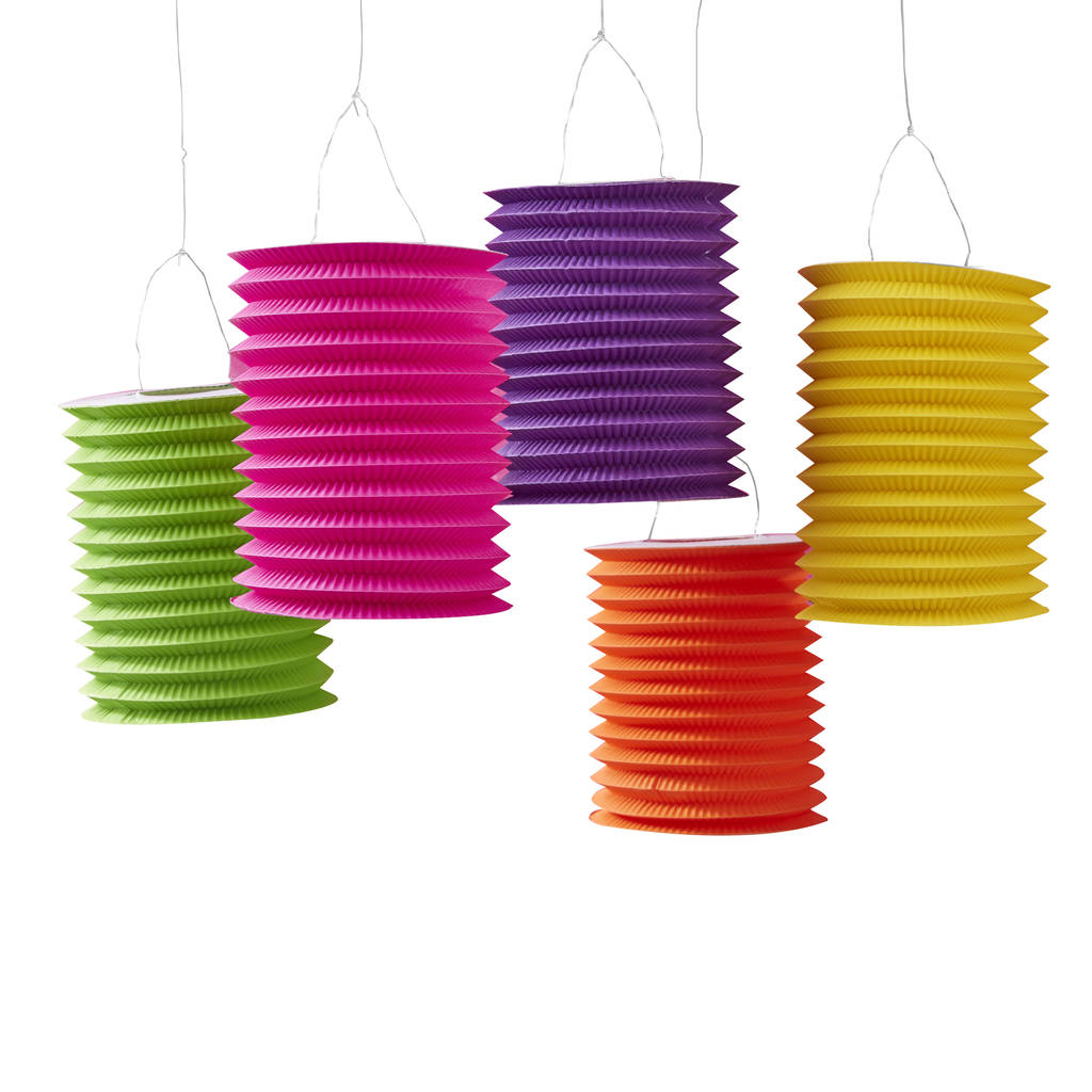 tropical multicoloured paper hanging lanterns by ginger ray