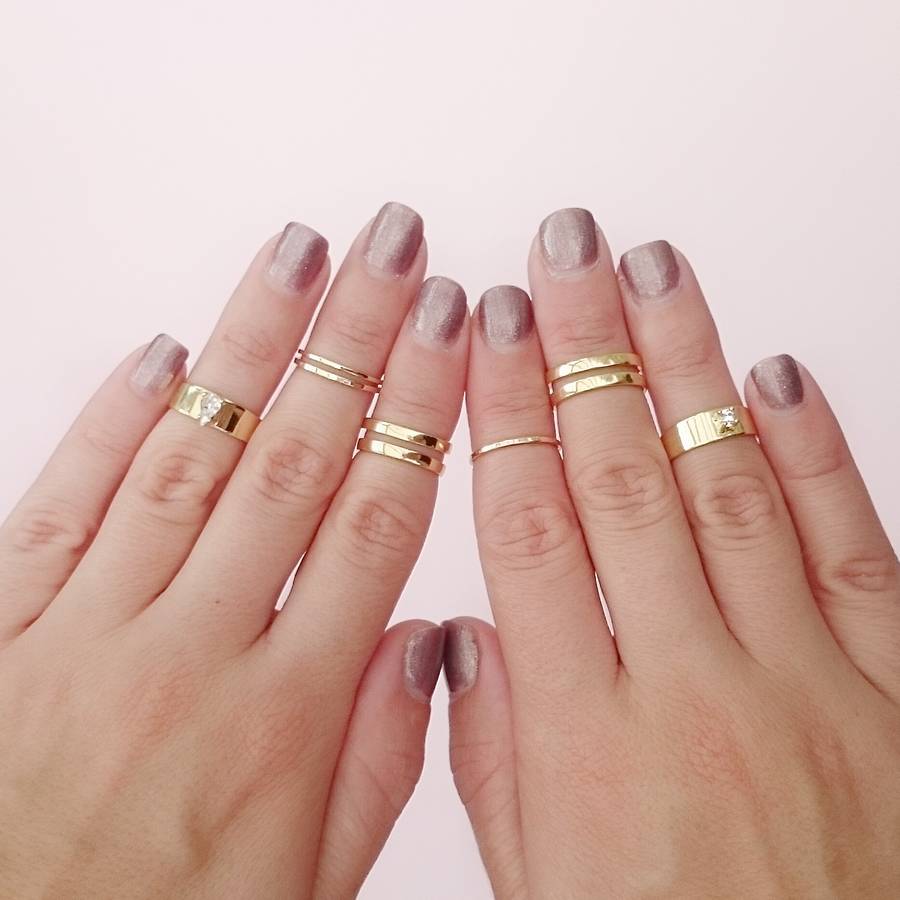 Gold Midi Ring Set Of Seven By Staxx 