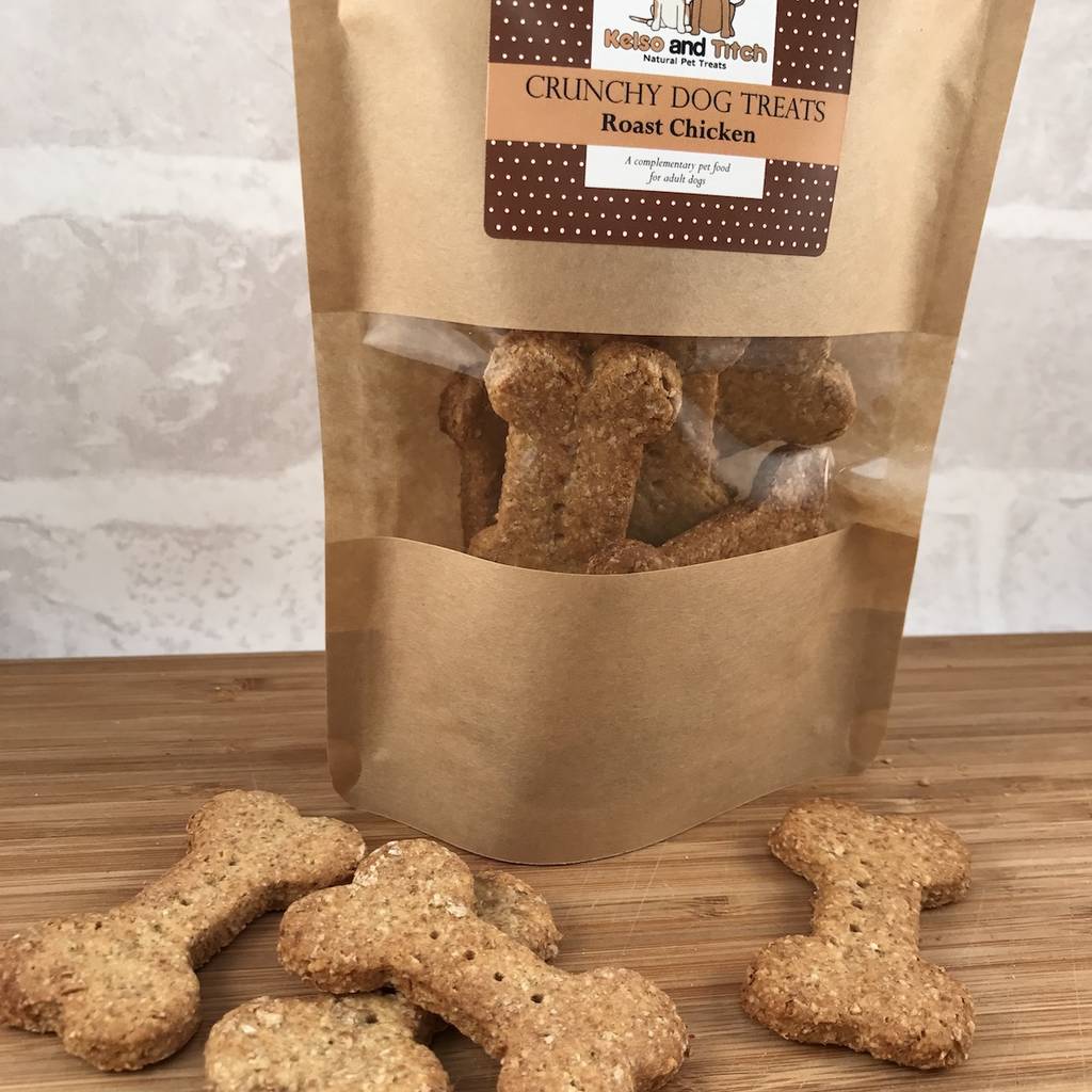 natural crunchy dog treats bag by kelso and titch