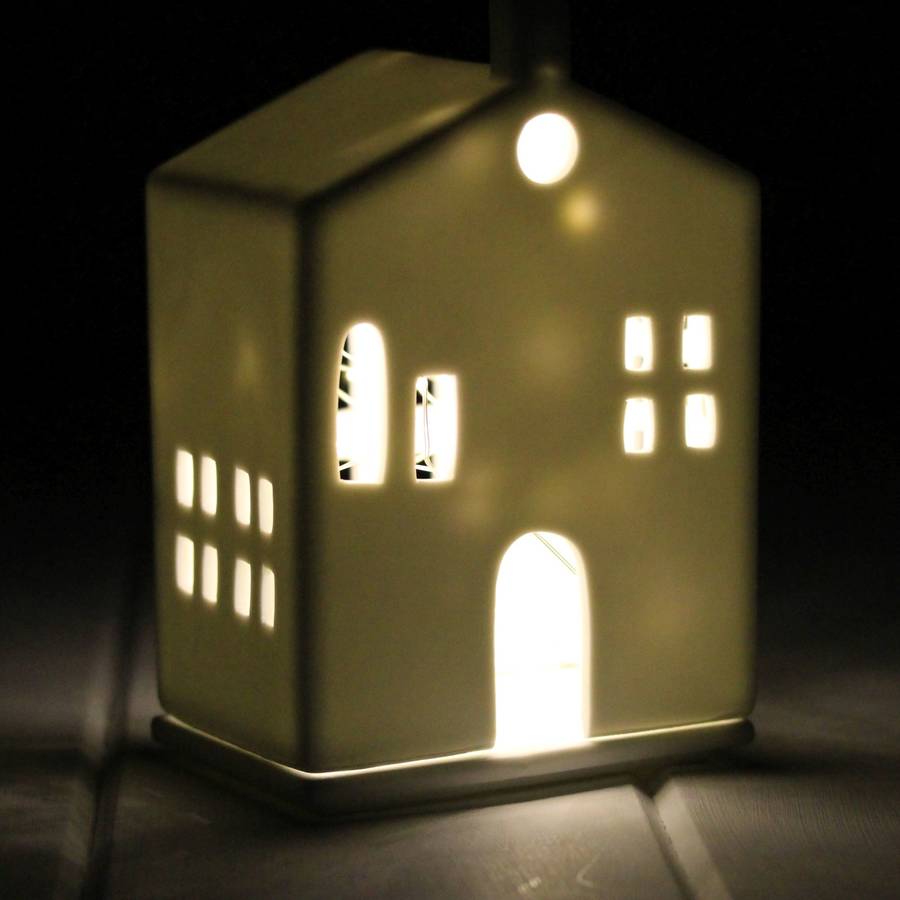 porcelain tea light holder house by nest