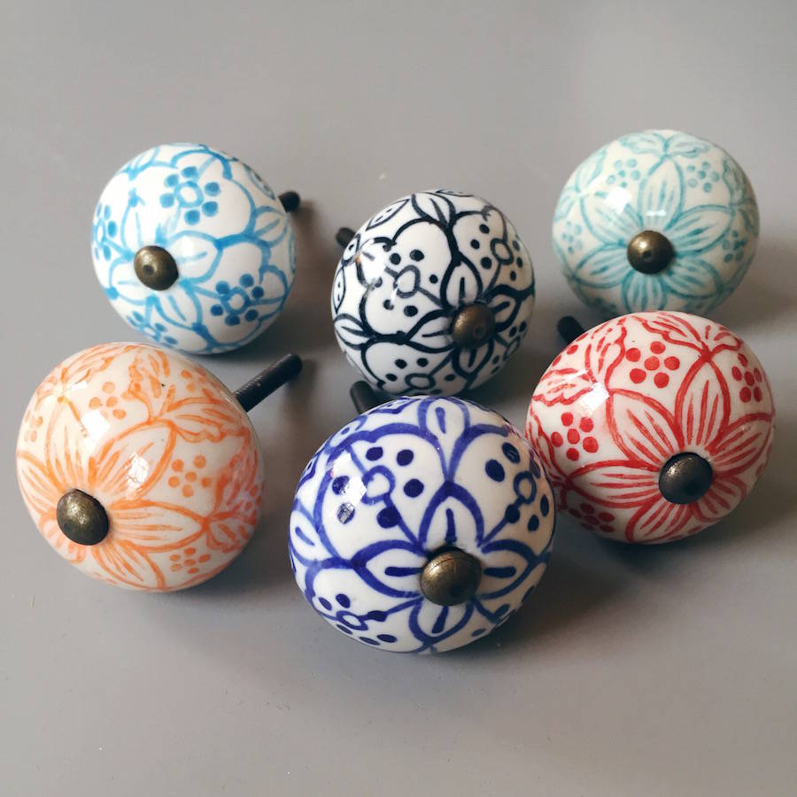 set of assorted hand painted drawer knobs by french grey interiors