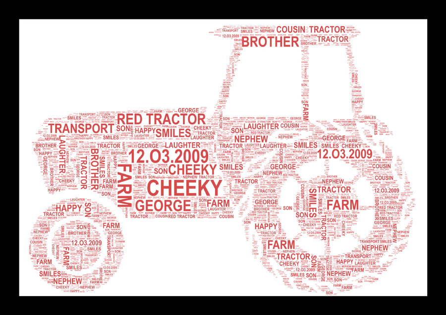 tractor personalised word art print by uniquely your word art