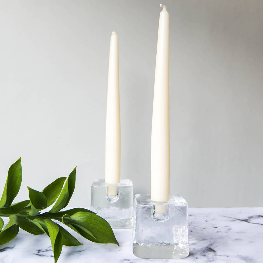 pair of vintage scandinavian glass candle holders by iamia