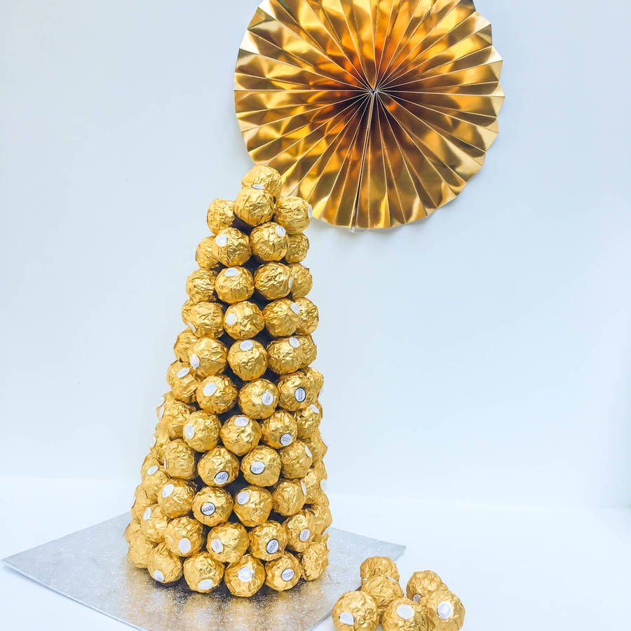 ferrero rocher tower chocolate centre piece by sweet trees