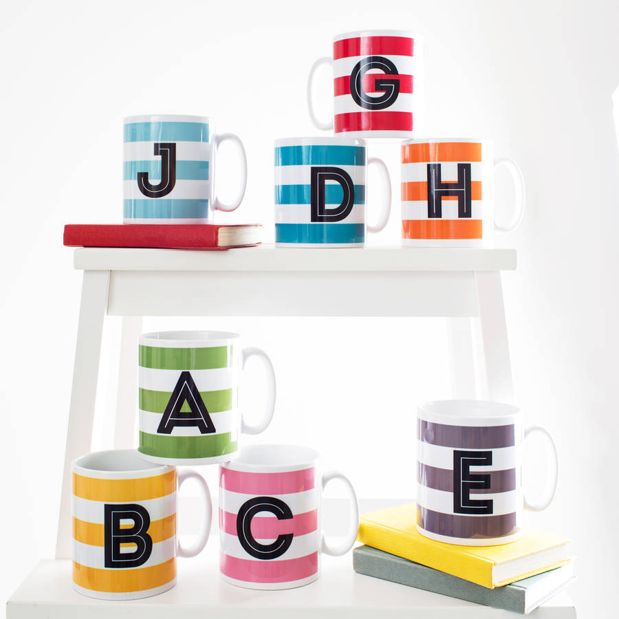 personalised alphabet mug by quirky gift library