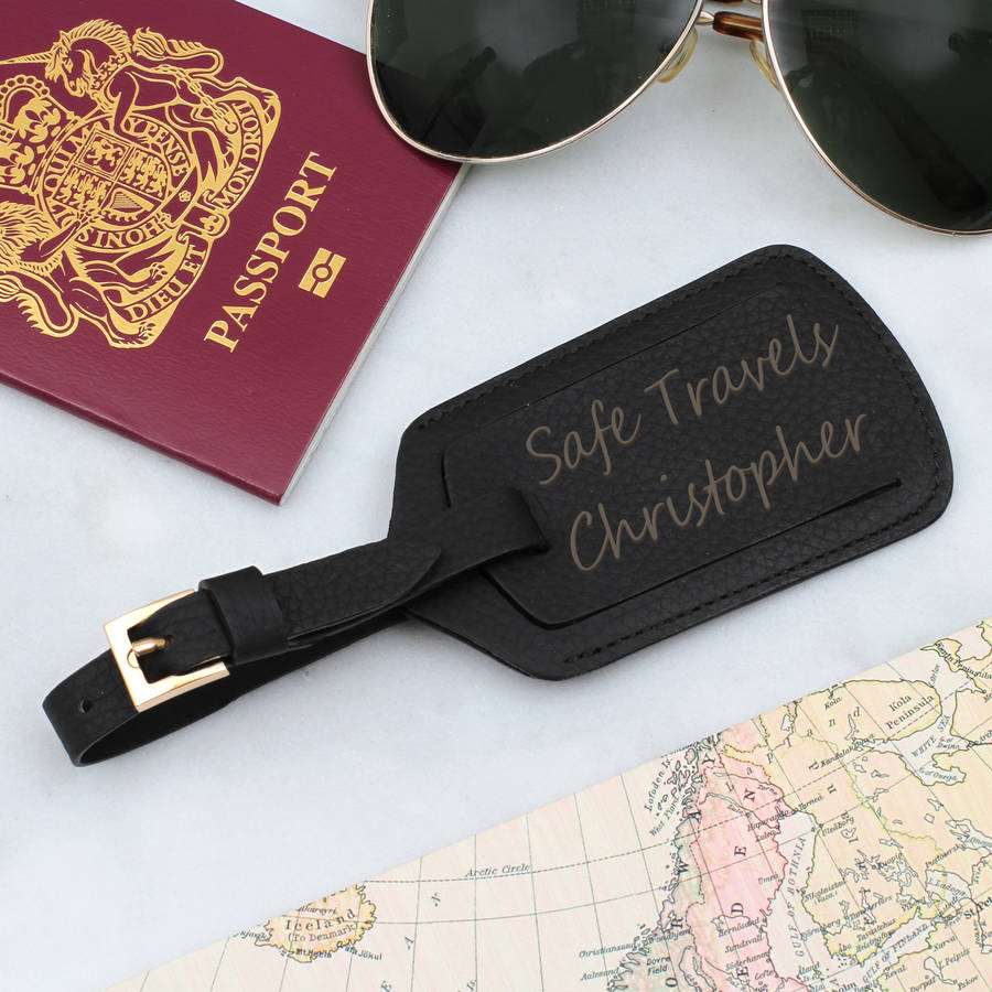 personalised luxury leather luggage tag by hurleyburley
