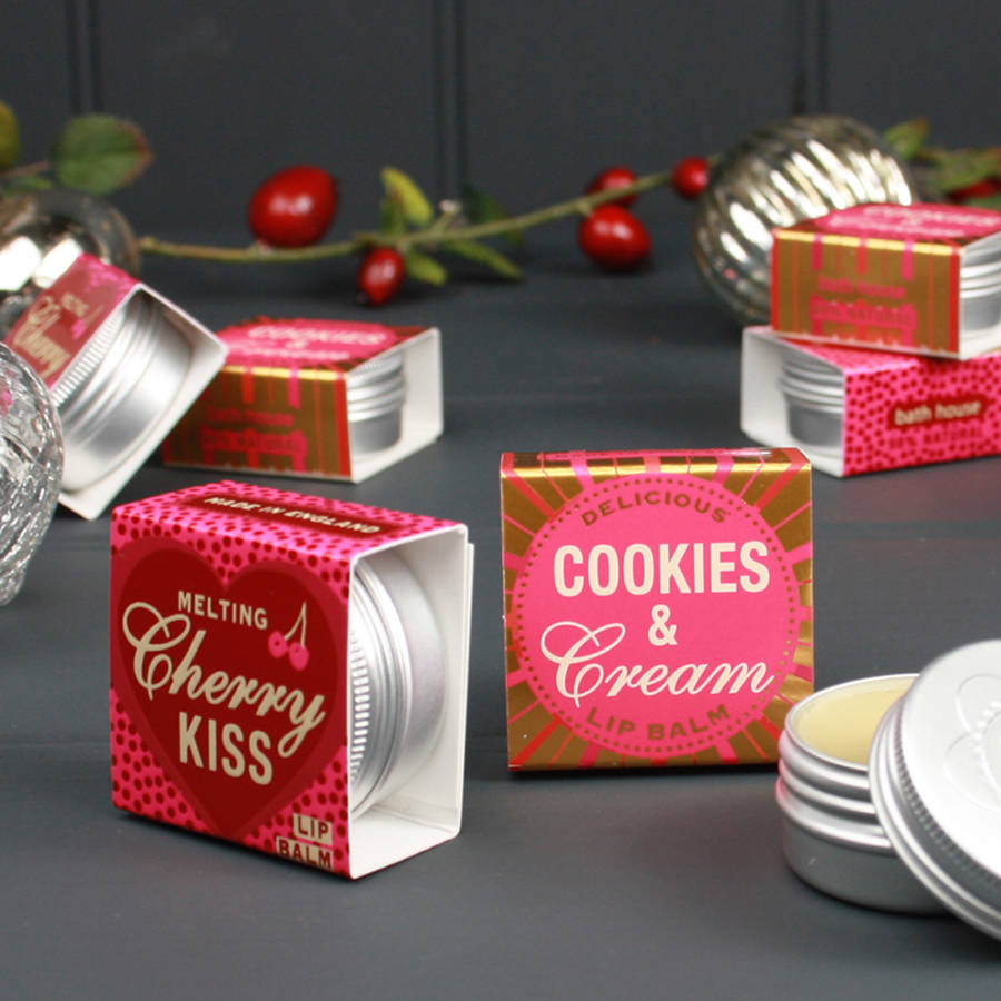 cookies and cream and cherry kiss lip balm duo by bath house