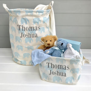 blue personalised toy box