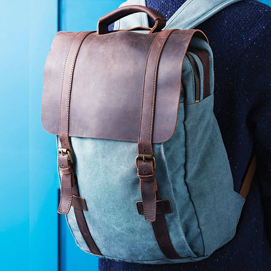 canvas and leather backpack by eazo | www.bagssaleusa.com