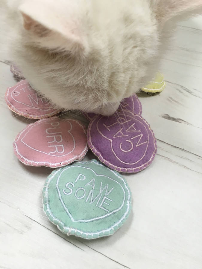 catnip love heart cat toys by freak meowt