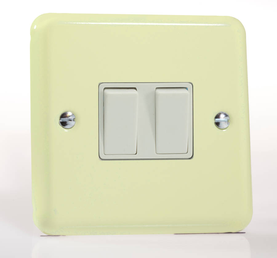 retro white cream metal sockets and light switch by candy queen designs