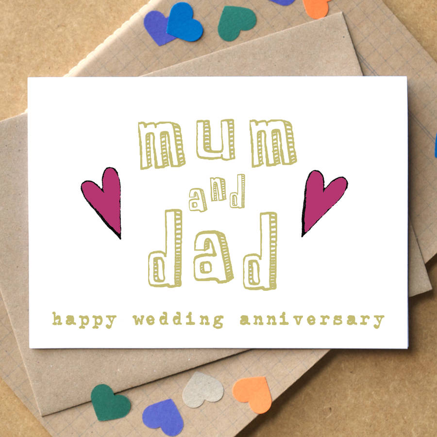 personalised mum and dad wedding anniversary card by becka