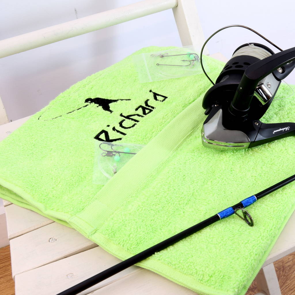 personalised zip pocket fishing towel by duncan stewart