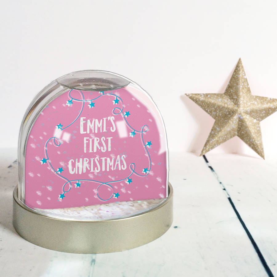 baby's first christmas personalised snow globe by sarah catherine