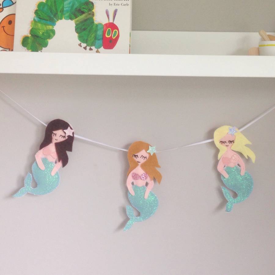 felt mermaid garland by the secret craft house