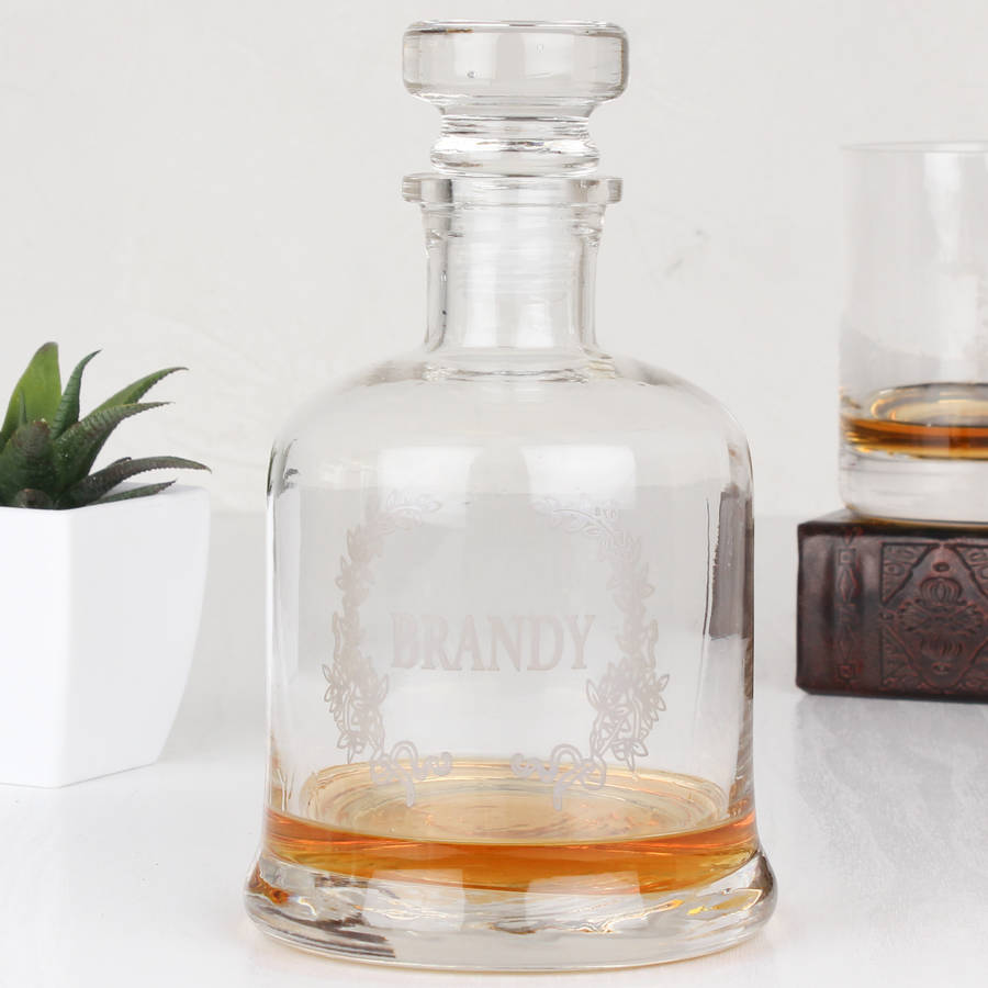 glass etched brandy decanter by dibor
