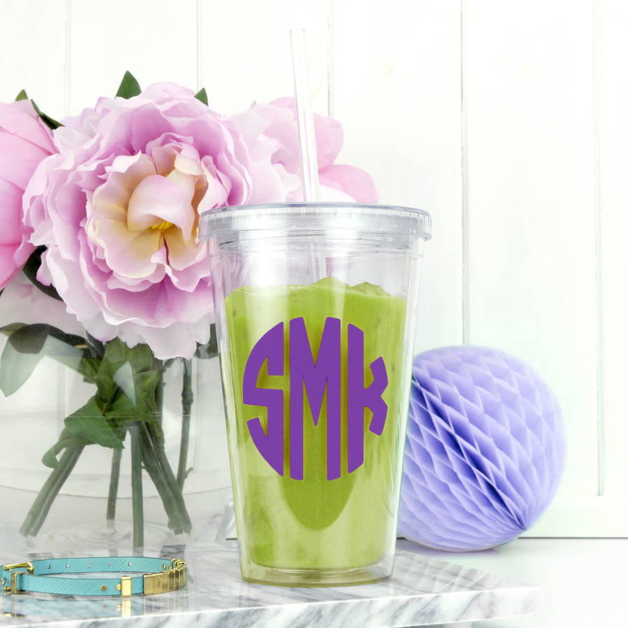 personalised monogram drinks tumbler by peach blossom