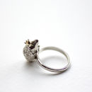 Hedgehog Ring. Silver, Gold & Black Diamonds By Rock Cakes 