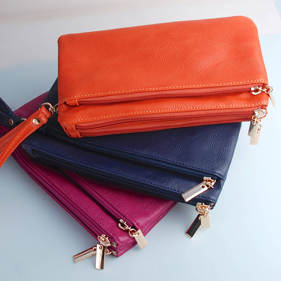 personalised essentials triple zip clutch by penelopetom