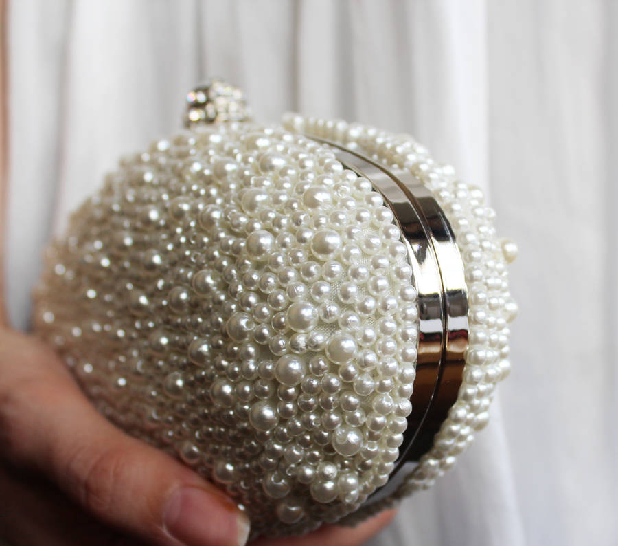 silver pearl clutch