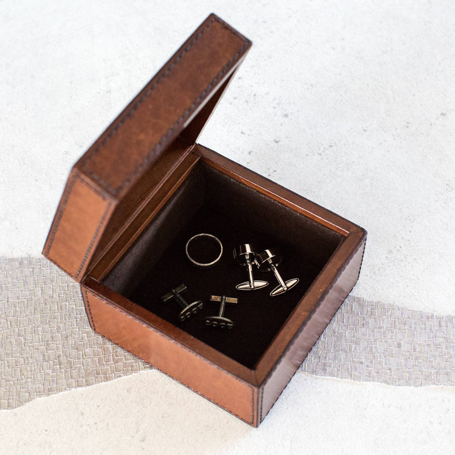 personalised initial leather jewellery box by ginger rose