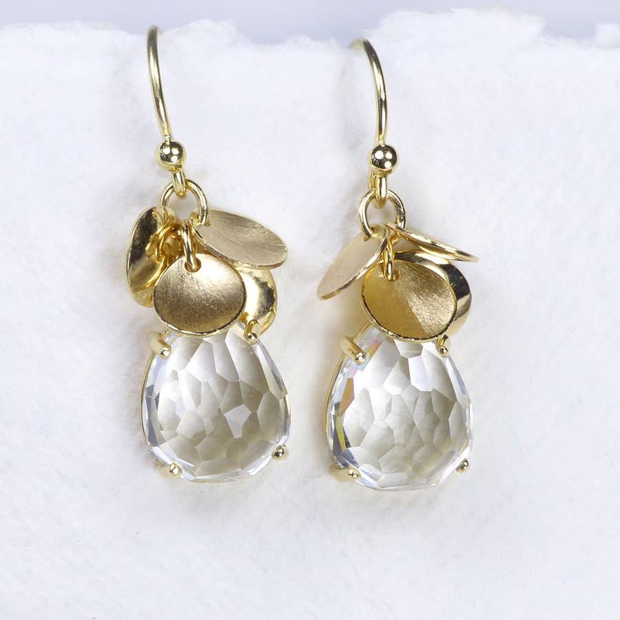 white topaz petal earrings in 18ct gold by lilia nash jewellery