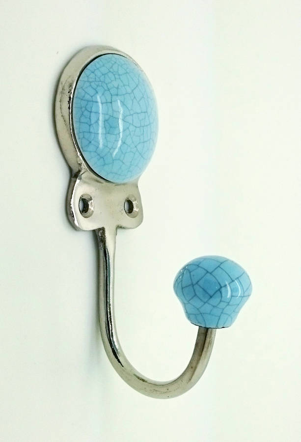 blue crackle ceramic keys wall rack coat and hat hook by ceramic door