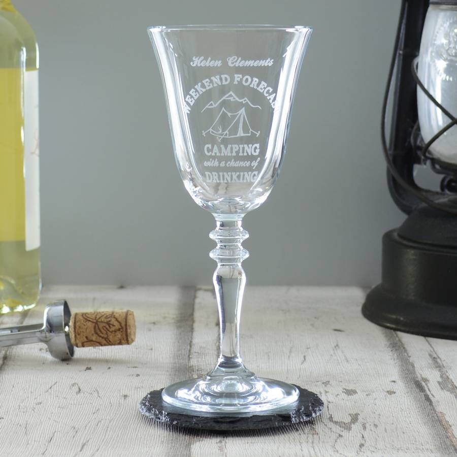 camping personalised wine glass by chalk and cheese