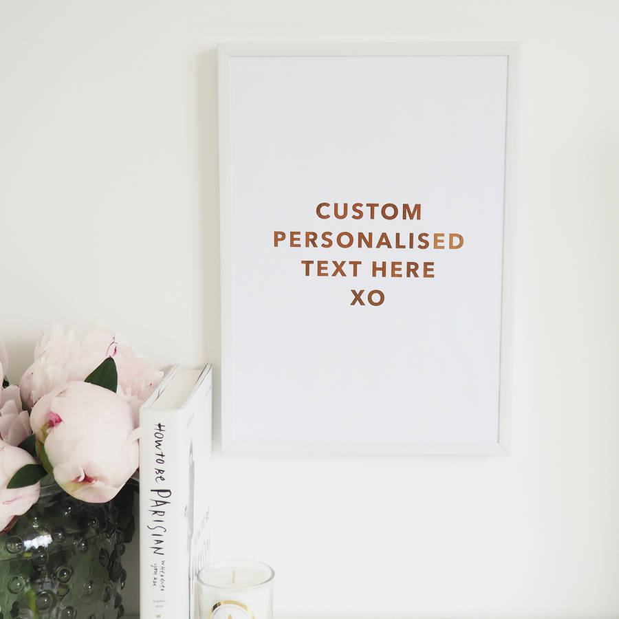 personalised custom wall art foil print by lily rose co