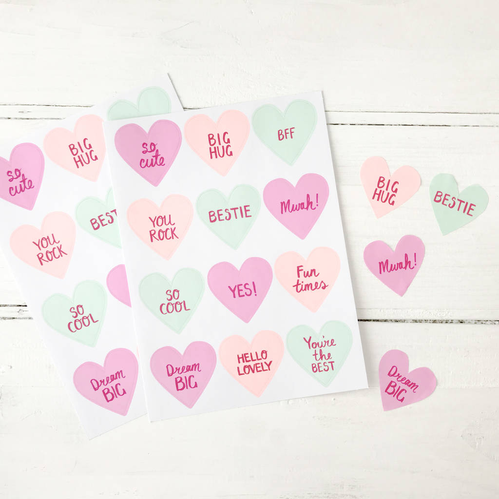 Love Heart Stickers By Postbox Party