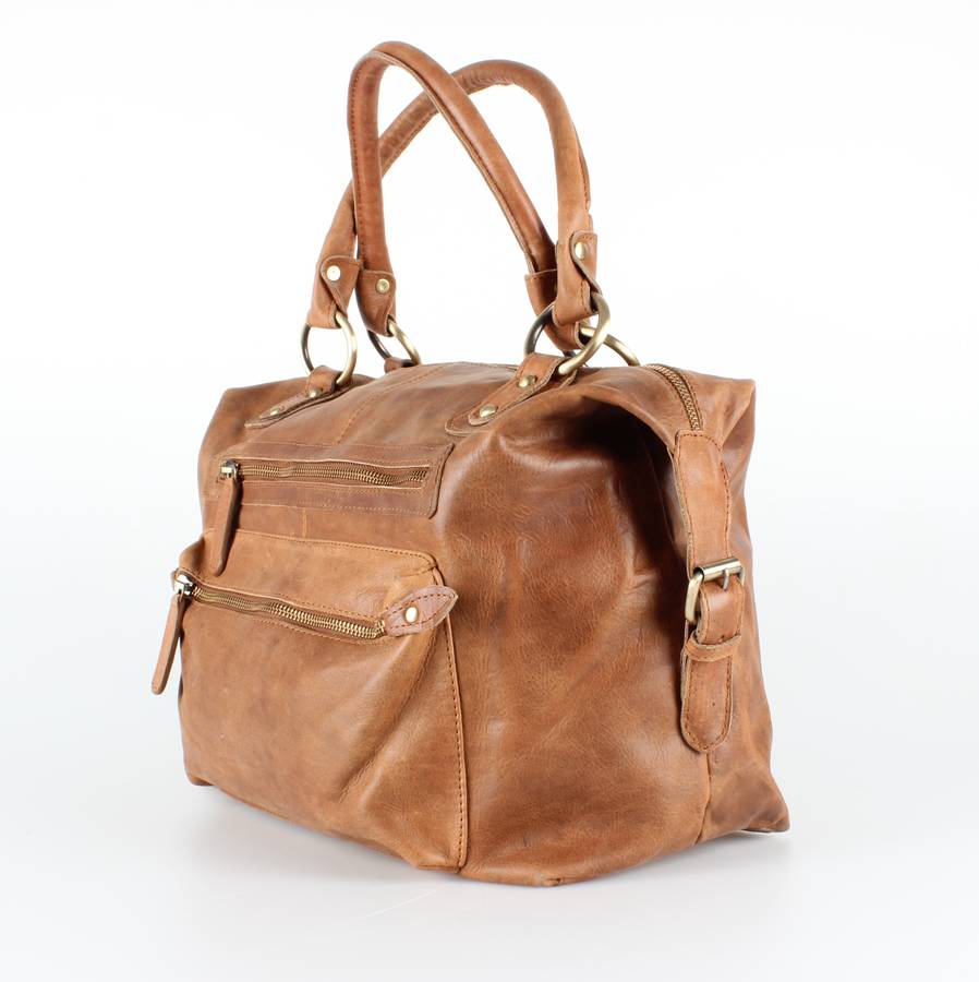 leather zip handbag tote by the leather store | 0
