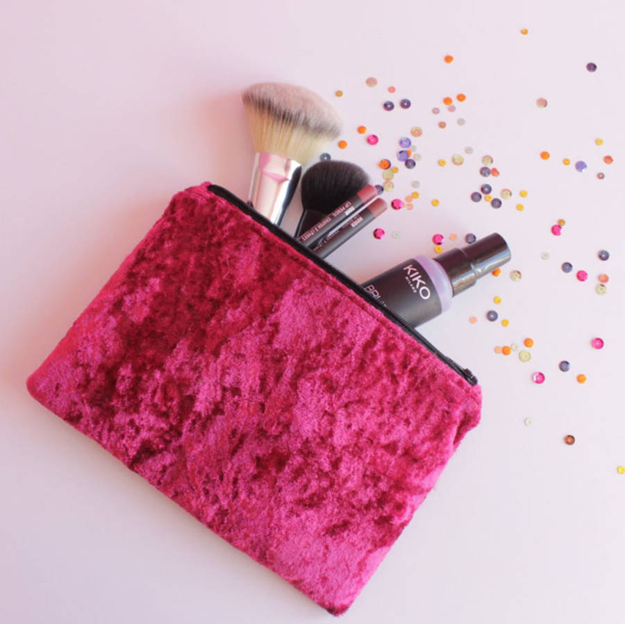 velvet embroidered makeup bag