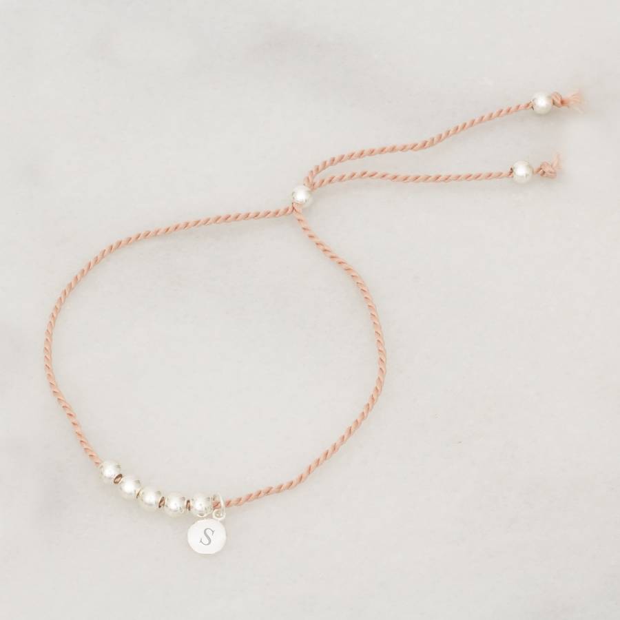 personalised sterling silver silk wish bracelet by bloom boutique