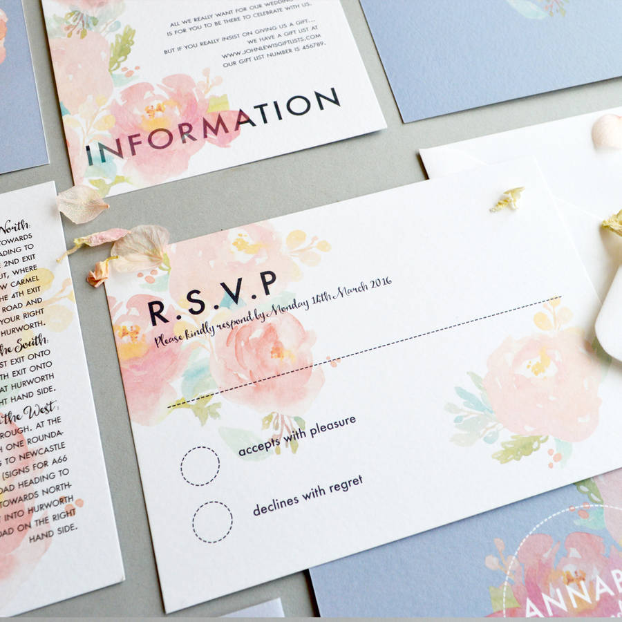 floral pastel wedding invitation by amanda michelle design & stationery