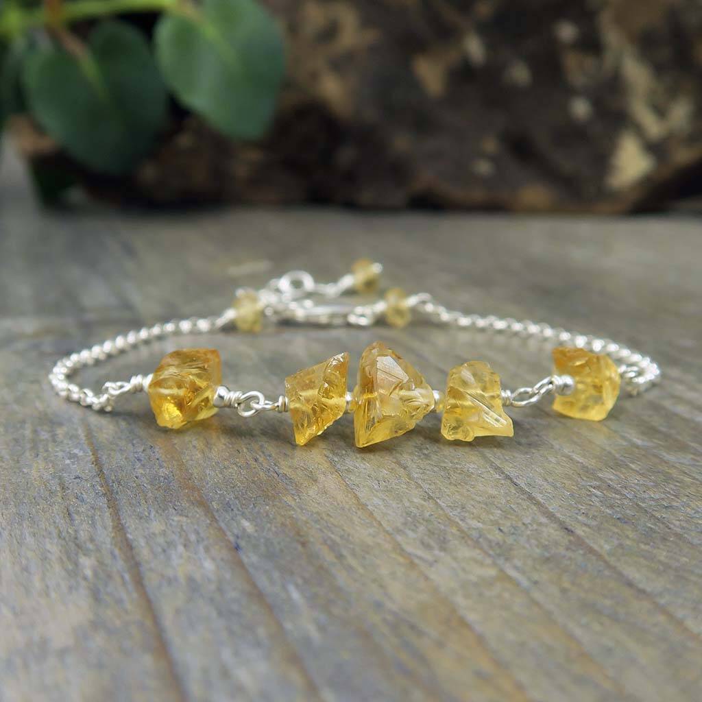 Natural Citrine Bracelet Raw Gemstone By Wished For