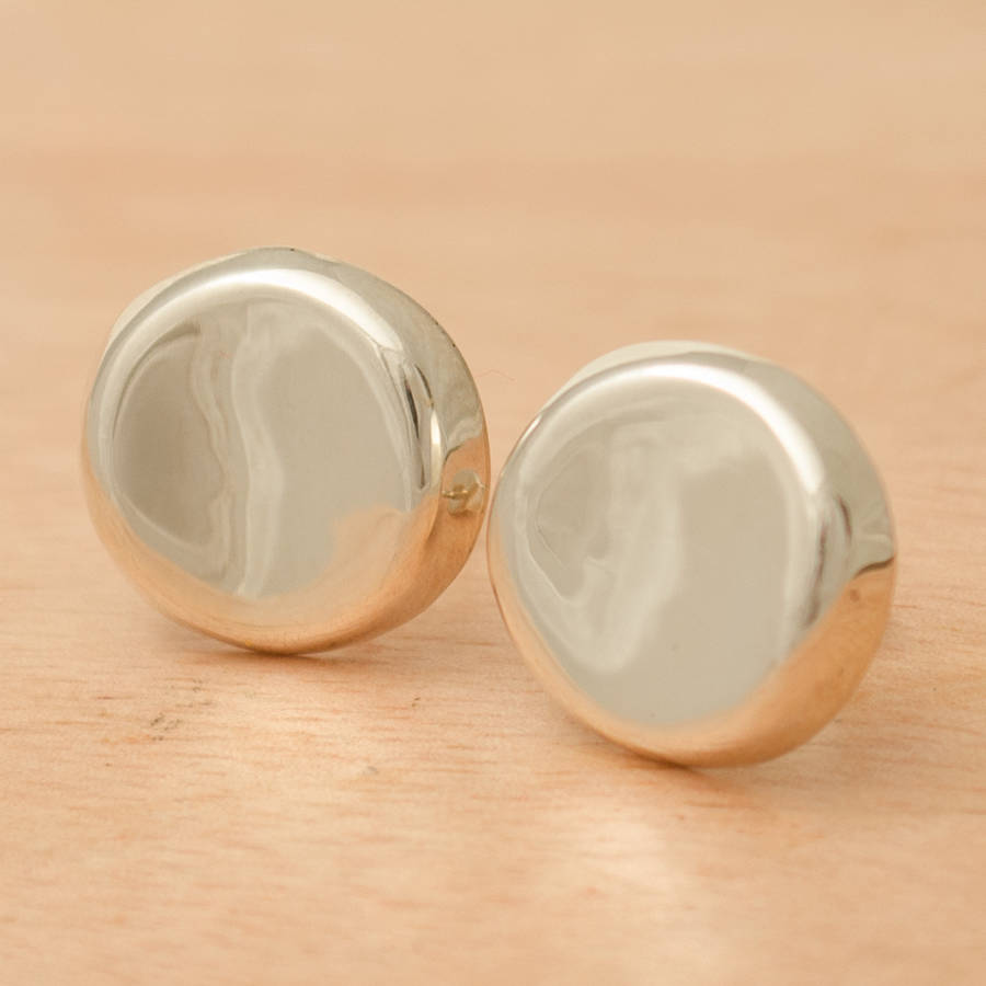 Sterling Silver Concave Stud Earrings By The London Earring Company