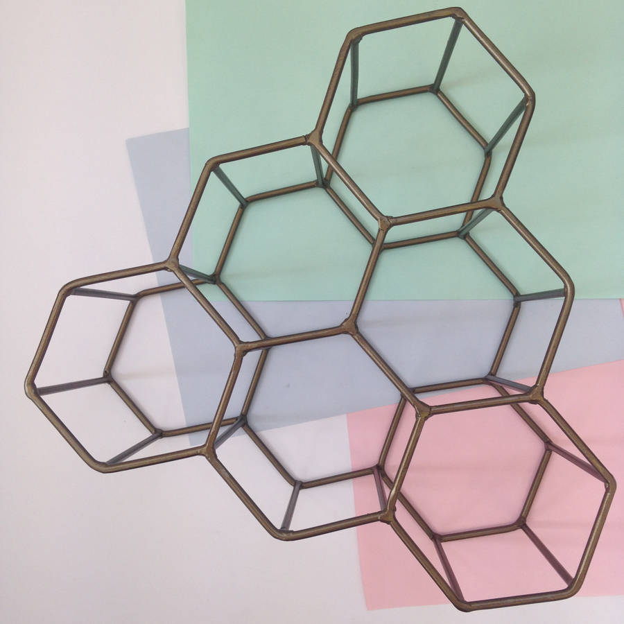 antique gold geometric wine rack by posh totty designs interiors