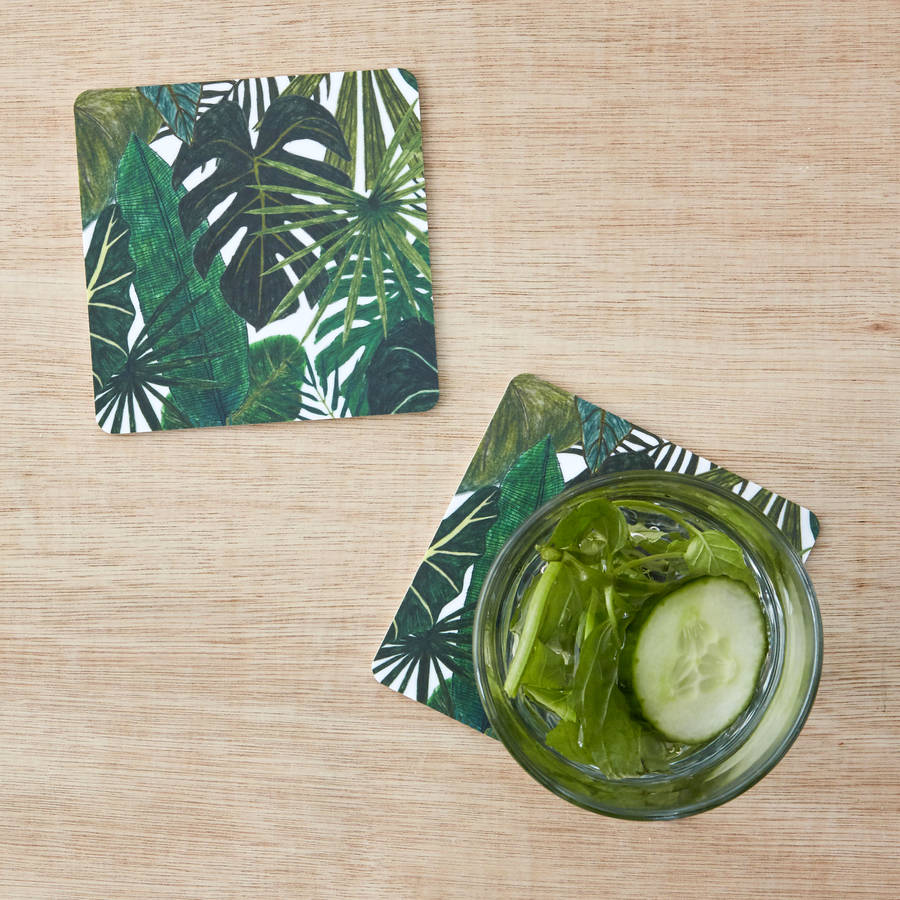 botanical plant coasters set of two by james barker