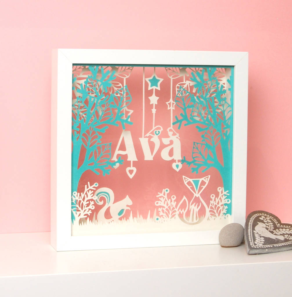 personalised children's name papercut art by papercult design
