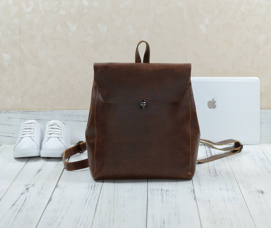 Minimalist Genuine Grain Leather Backpack Personalised By Eazo ...