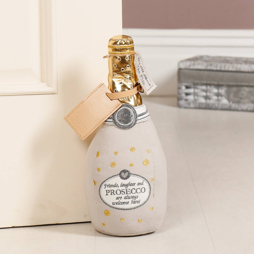 personalised novelty prosecco bottle door stop by dibor