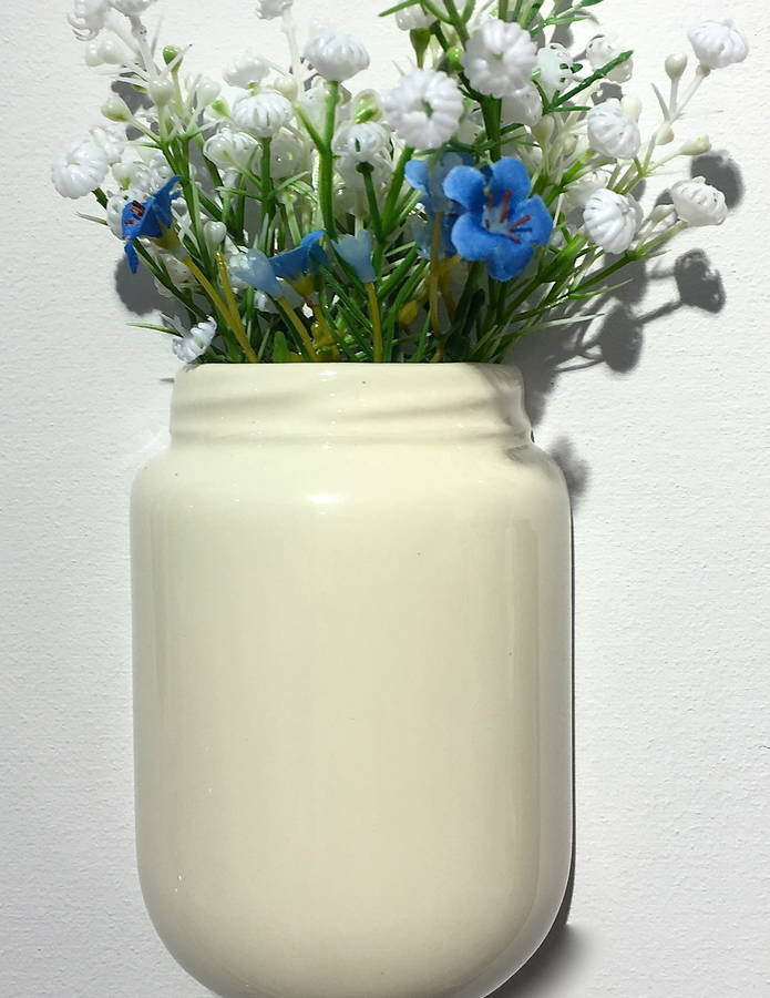 ceramic wall mounted jam jar planter by thelittleboysroom